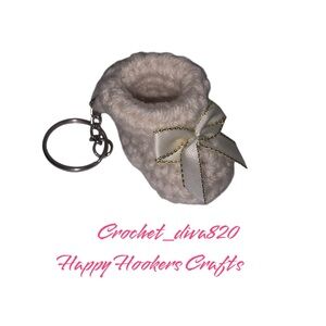 Handmade mini crocheted  baby bootie keychain baby shower favor